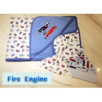 100%純棉初生嬰兒包被  - Fire Engine